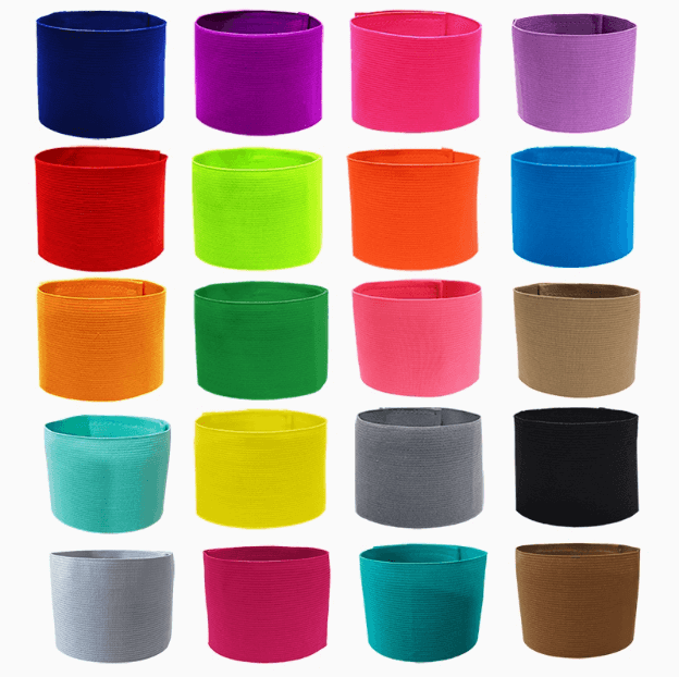 Choose from 20+ colors for your custom soccer armbands — satin fabric, durable Velcro