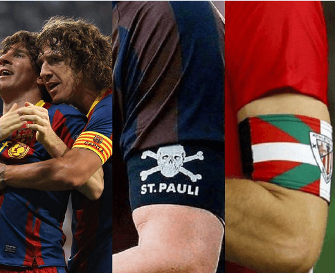 Soccer captain wearing custom armband during match — ideal for football teams