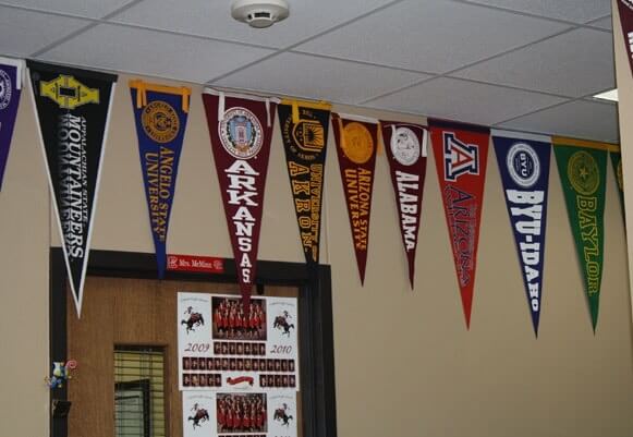 Personalized felt pennants for college fans