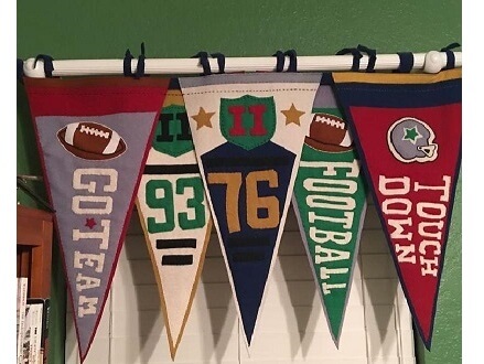 Custom felt pennant flag with team colors