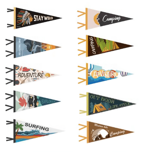 Custom felt pennant flags in various sizes