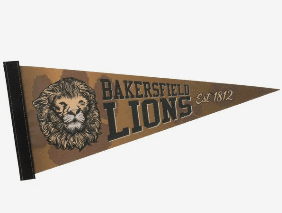 Custom felt pennant with lion logo