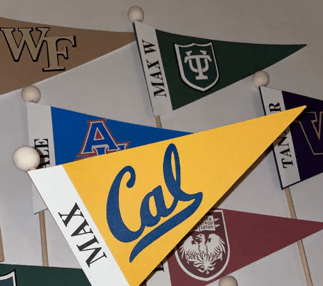 Personalized felt pennants with names and logos