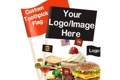 Custom toothpick flags for food and party events