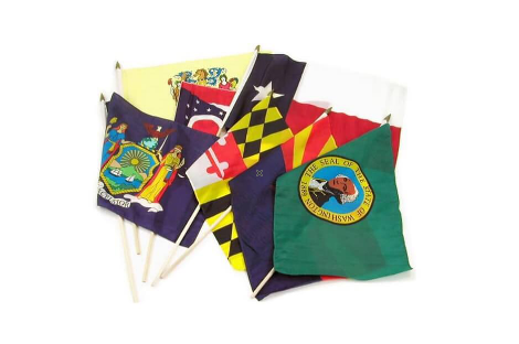 Custom stick flags for parades and hand-held displays