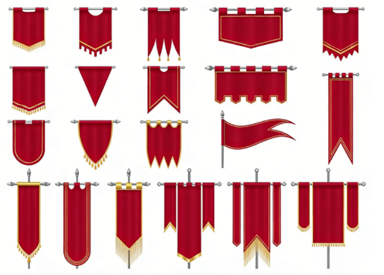 Custom family crest medieval banner in red and gold – personalized for weddings or heritage events