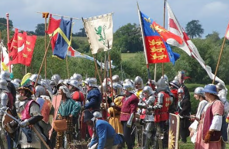 Custom medieval banner mounted on a wooden pole with rope and finial – ready for display