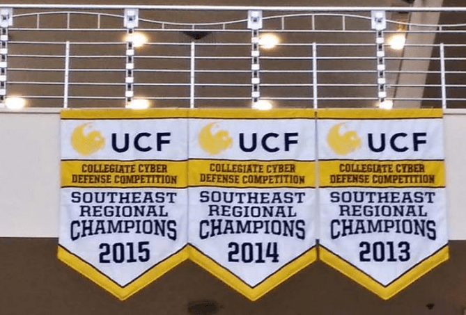 Custom podium banner for a championship ceremony