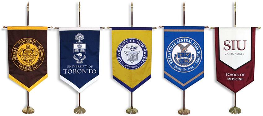 Traditional gonfalon vertical hanging banners for ceremonies